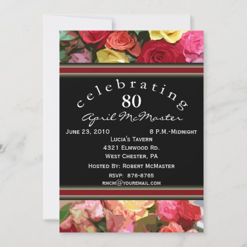 Floral 80th Birthday Party Invitation