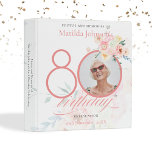 Floral 80th Birthday Party Pink Roses Custom Photo 3 Ring Binder<br><div class="desc">Floral 80th Birthday Party Pink Roses Custom Photo 3 ring binder. Feminine and delicate pink floral and botanical themed birthday party invitation. It features beautiful watercolor flowers and a custom photo you can change to your own! The designer is always ready to help, contact her if you need help with...</div>