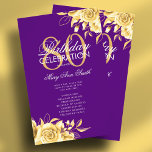 Floral 80th Birthday Program Gold & Purple w/ Menu Flyer<br><div class="desc">Elegant "Birthday Party Program" design with Floral Arrangement in Gold w/ custom text.</div>
