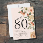 Floral 80th Birthday  Thank You Card<br><div class="desc">Say thank you to those who celebrated your 80th birthday with you. this vibrant design features colorful flowers with a modern twist. Every detail can be customized to create the perfect look for your event.</div>