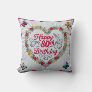 Floral 80th Birthday Throw Pillow: A Blooming Pillow