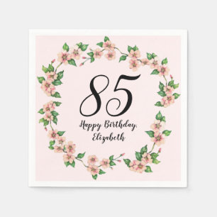 Floral 85th Birthday Pretty Blush Pink Napkins