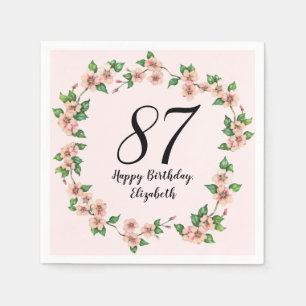 Floral 87th Birthday Pretty Blush Pink Napkins
