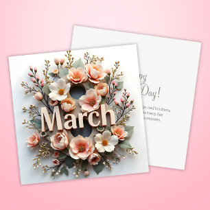 Floral 8 March International Women's Day Holiday Card