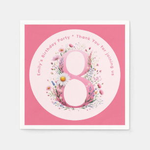 Floral 8th Birthday Custom Eight Fairy Princess Napkins