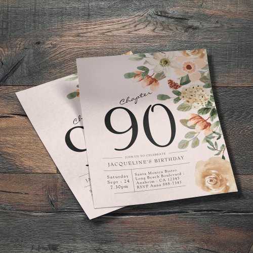 Floral 90th Birthday Budget Invitation Flyer