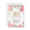 Floral 90th Birthday Invitation Gold Glitter