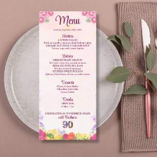Floral 90th Birthday Party - Elegant Pastel 90 Menu