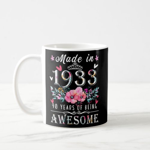 Floral 90Th For Best Of 1933  Coffee Mug