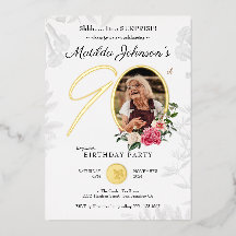 Floral 90th Surprise Birthday Chic Botanical Photo
