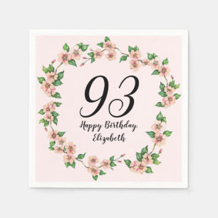 Floral 93rd Birthday Pretty Blush Pink Napkins