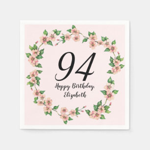 Floral 94th Birthday Pretty Blush Pink Napkins