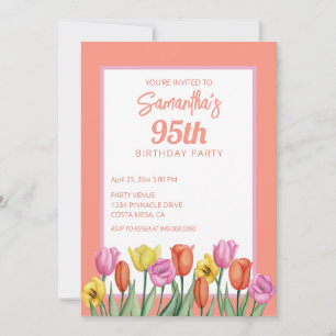 Floral 95th Birthday Party Invitation