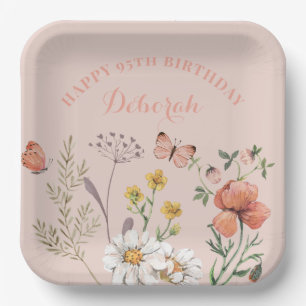 Floral 95th Birthday Party  Paper Plates