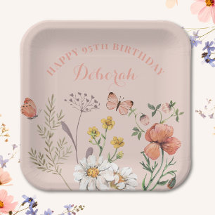 Floral 95th Birthday Party Paper Plates
