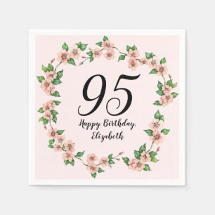Floral 95th Birthday Pretty Blush Pink Napkins