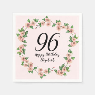 Floral 96th Birthday Pretty Blush Pink Napkins