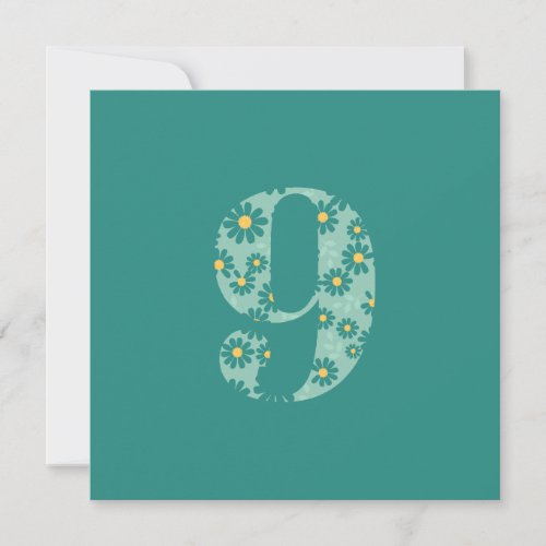 Floral 9th Birthday Custom Text Sunflower Holiday Card