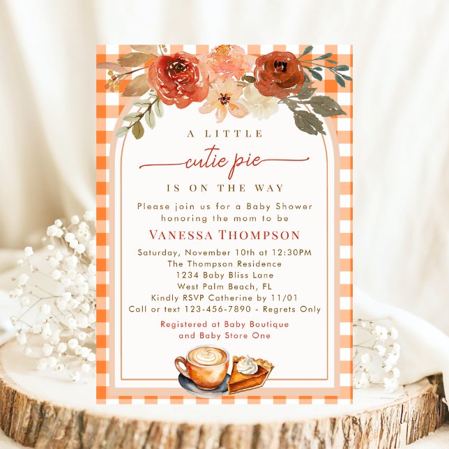 Floral A Little Cutie Pie Fall Baby Shower Invitation (Creator Uploaded)