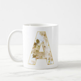 Floral A Monogram | Custom Name Elegant Coffee Mug