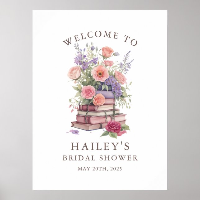 Floral A New Chapter Bridal Shower Welcome Poster (Front)