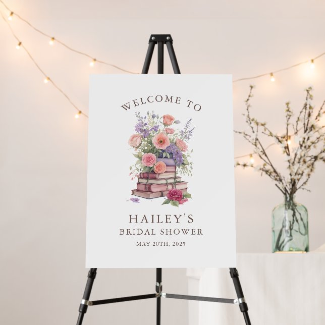 Floral a New Chapter Bridal Shower Welcome Sign (In Situ (Stand))
