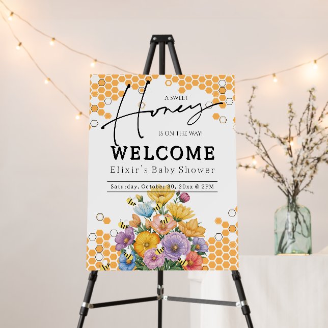Floral A Sweet Honey Bee Baby Shower Foam Board (In Situ (Stand))
