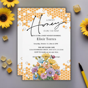 Floral A Sweet Honey Bee Baby Shower Invitation