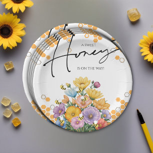 Floral A Sweet Honey Bee Baby Shower Invitation Paper Plates