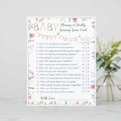 Floral ABC Alphabet Baby Shower Mommy Daddy Game