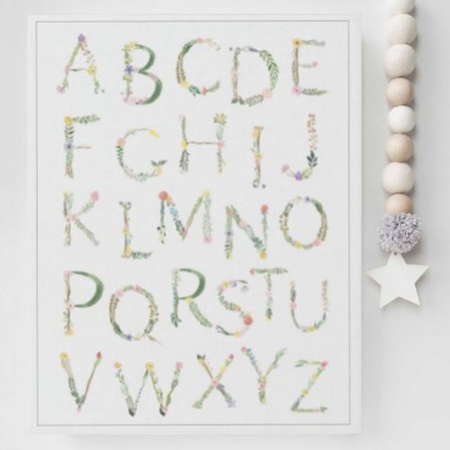 Floral ABC Alphabet Canvas Nursery Art 