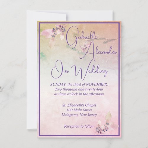 Floral Above The Clouds QR Code Wedding Invitation