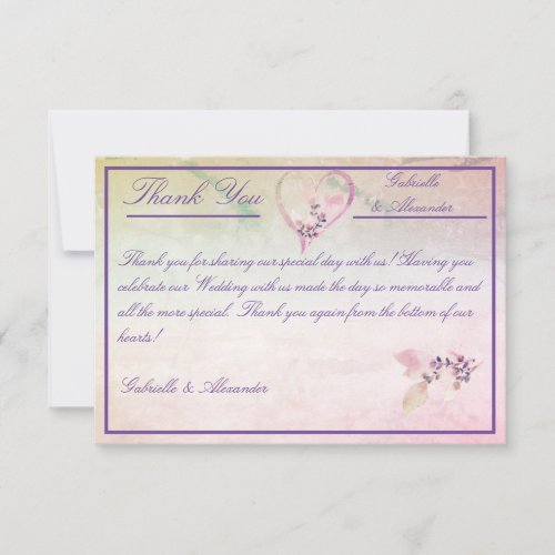 Floral Above The Clouds Rose Wedding Thank You Card