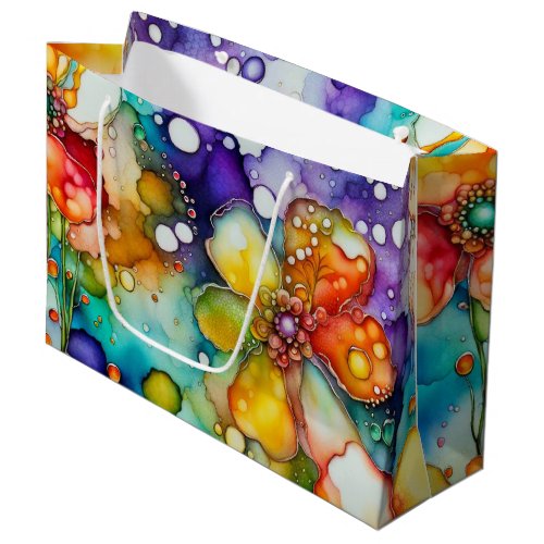 Floral Abstract Alcohol Ink Large Gift Bag
