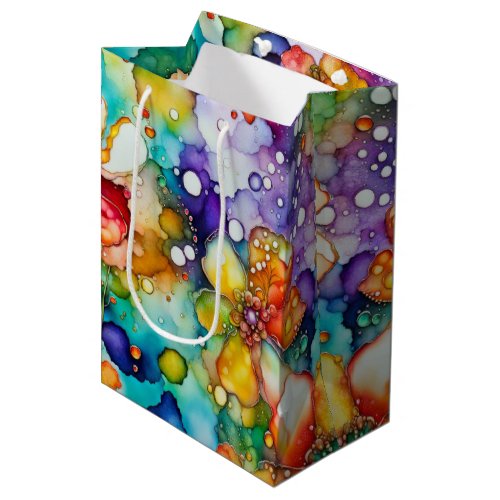 Floral Abstract Alcohol Ink Medium Gift Bag