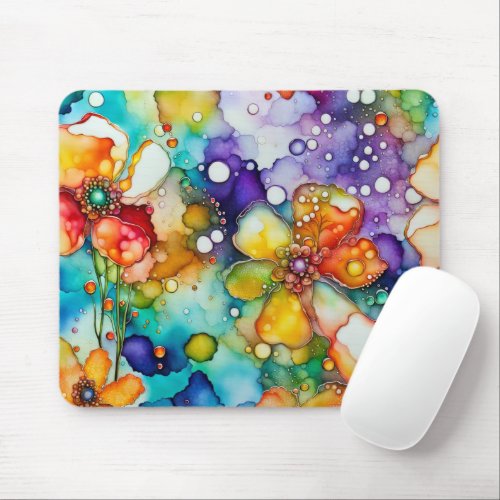 Floral Abstract Alcohol Ink Mouse Pad