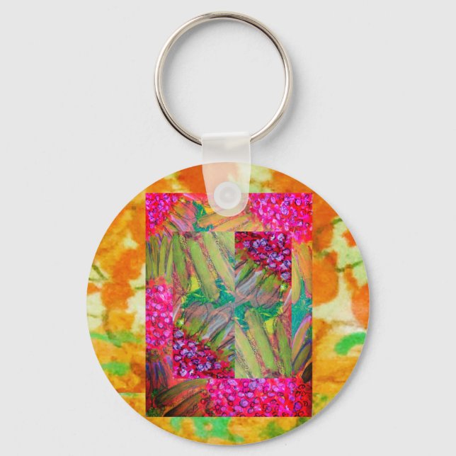 Floral Abstract Art Keychain (Front)