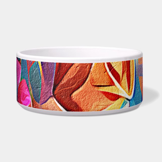Floral Abstract Art Orange Red Blue Flowers Bowl (Front)
