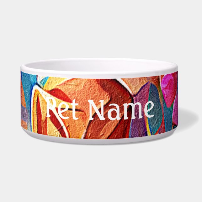 Floral Abstract Art Orange Red Blue Flowers Bowl (Front)