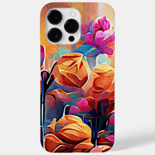 Floral Abstract Art Orange Red Blue Flowers Case-Mate iPhone 14 Pro Max Case