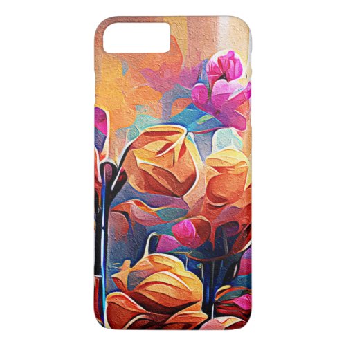 Floral Abstract Art Orange Red Blue Flowers iPhone 8 Plus7 Plus Case