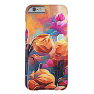 Floral Abstract Art Orange Red Blue Flowers Barely There Iphone 6 Case at Zazzle