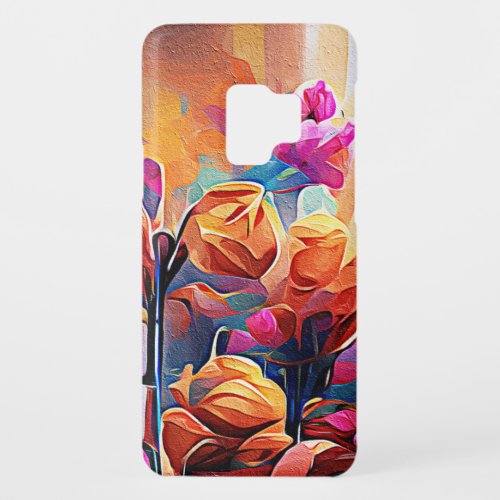 Floral Abstract Art Orange Red Blue Flowers Case_Mate Samsung Galaxy S9 Case