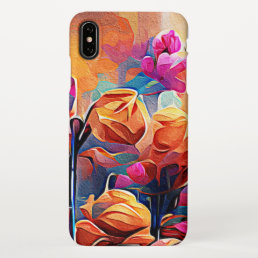 Floral Abstract Art Orange Red Blue Flowers iPhone XS Max Case