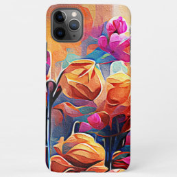 Floral Abstract Art Orange Red Blue Flowers iPhone 11Pro Max Case