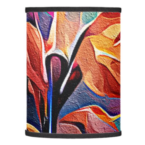 Floral Abstract Art Orange Red Blue Flowers Lamp Shade
