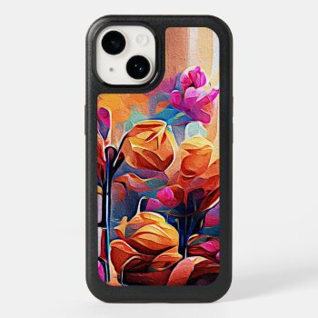 Floral Abstract Art Orange Red Blue Flowers Otterbox Iphone 14 Case by OniArts at Zazzle