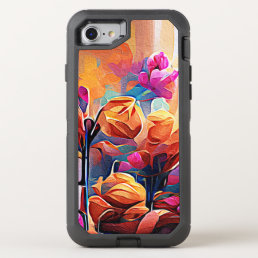 Floral Abstract Art Orange Red Blue Flowers OtterBox Defender iPhone SE/8/7 Case