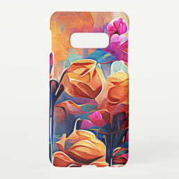 Floral Abstract Art Orange Red Blue Flowers Samsung Galaxy S10E Case