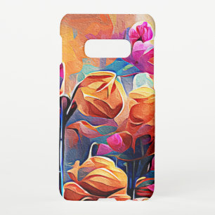 Floral Abstract Art Orange Red Blue Flowers Samsung Galaxy S10E Case